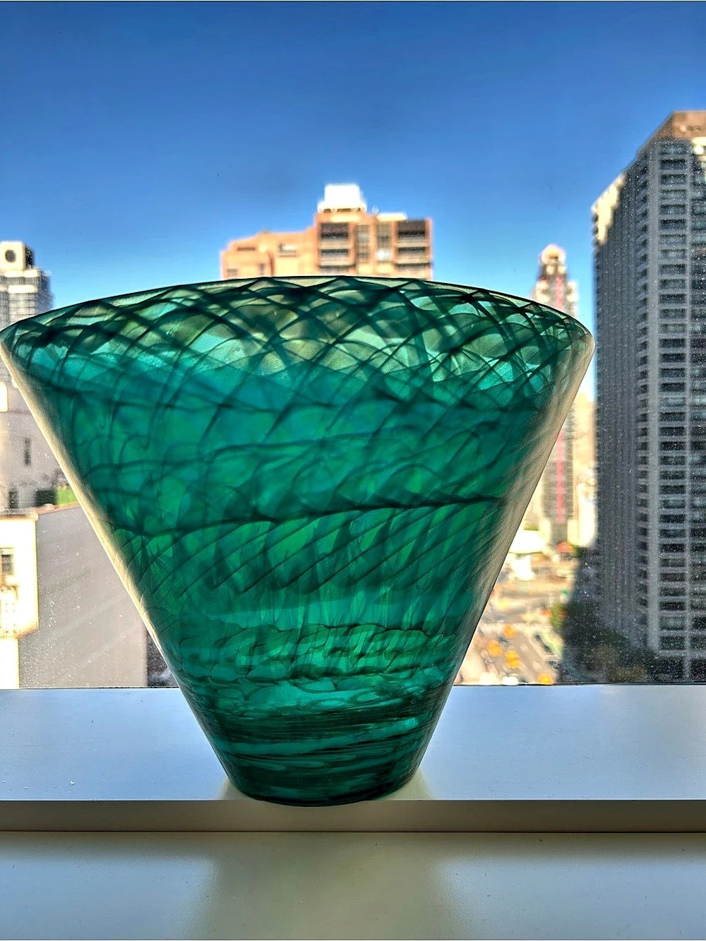Green Abstract Glass Vase